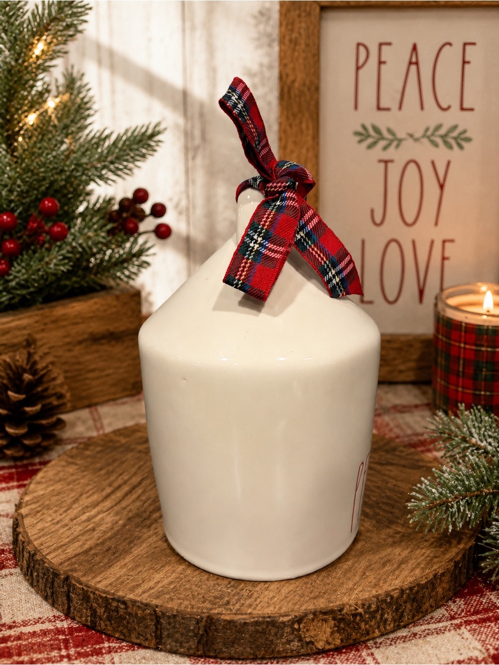 Rae Dunn PEACE Ceramic Birdhouse Luminary Christmas Decor - Picture 2 of 5